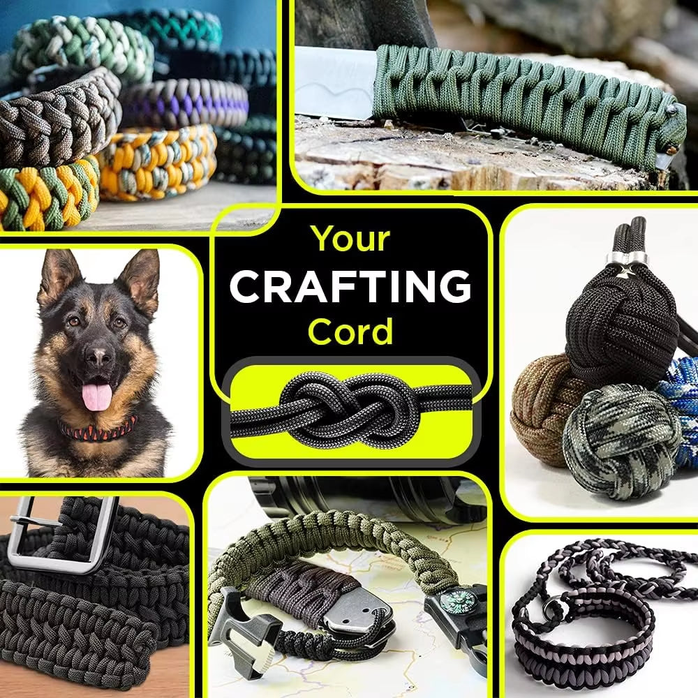 9-Core 650Lb Paracord 5/15/31M Dia 4Mm Military Tactical Survival Parachute Rope for DIY Making Lanyard Bracelet Dog Collar Tent