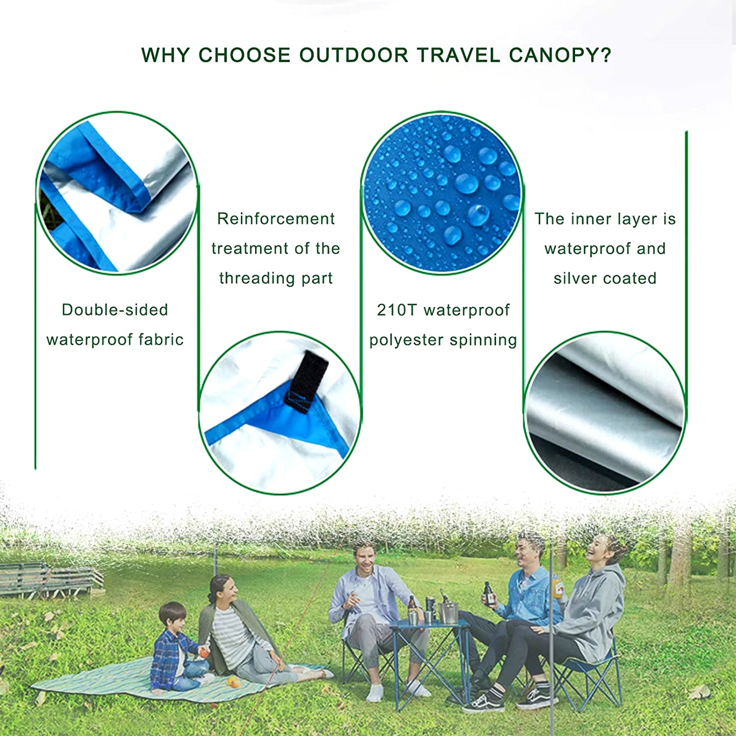 3 Size Hammock Waterproof Rain Fly Tent Tarp Lightweight Portable Waterproof Ripstop Easily Fold Sun Shelter UV Protection