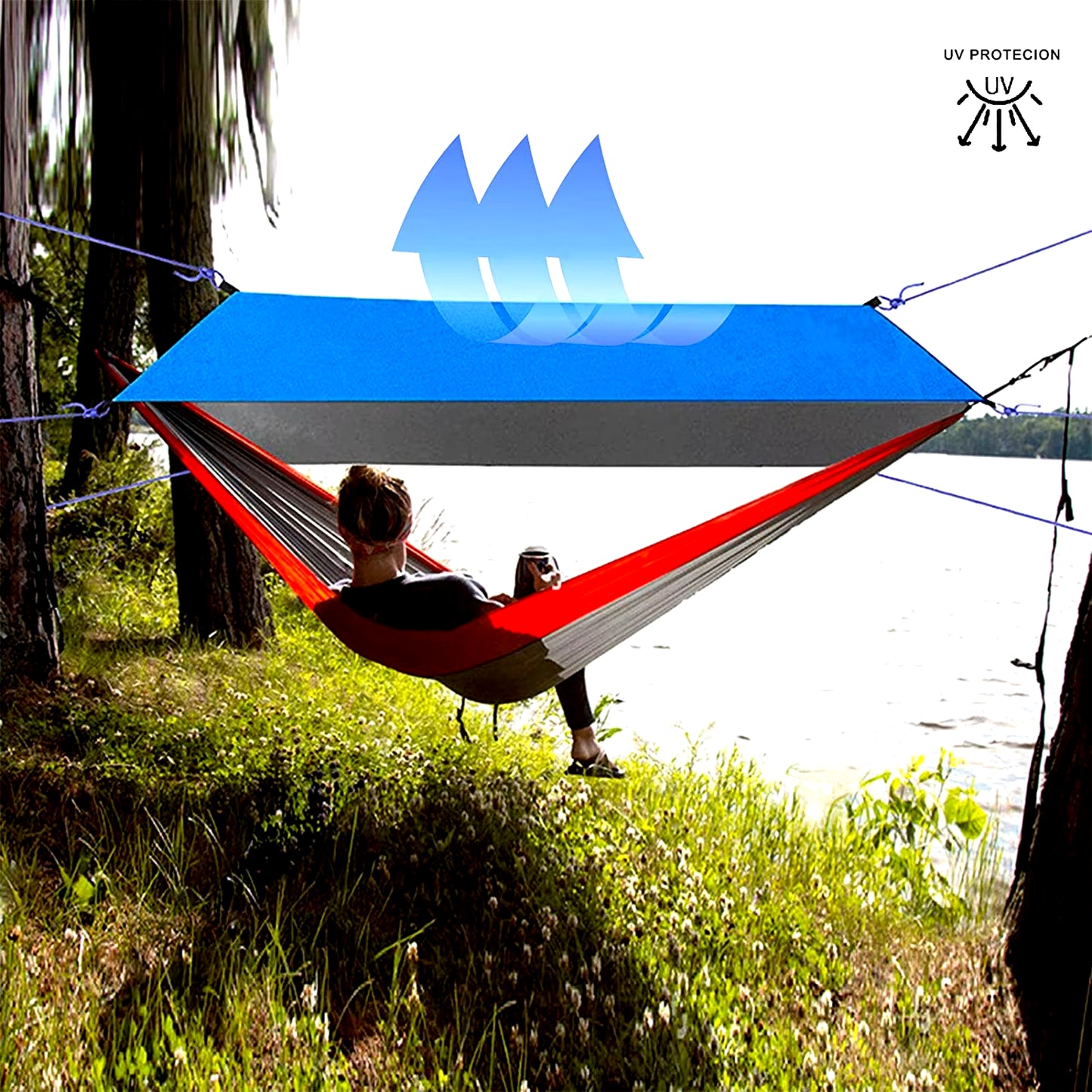 3 Size Hammock Waterproof Rain Fly Tent Tarp Lightweight Portable Waterproof Ripstop Easily Fold Sun Shelter UV Protection